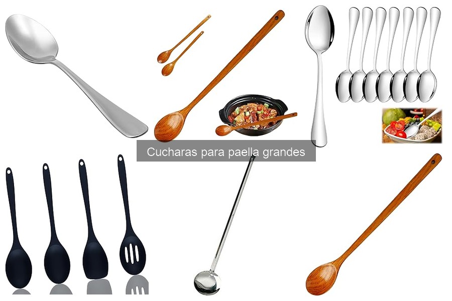 Comparativa de cucharas para paella grandes de acero inoxidable