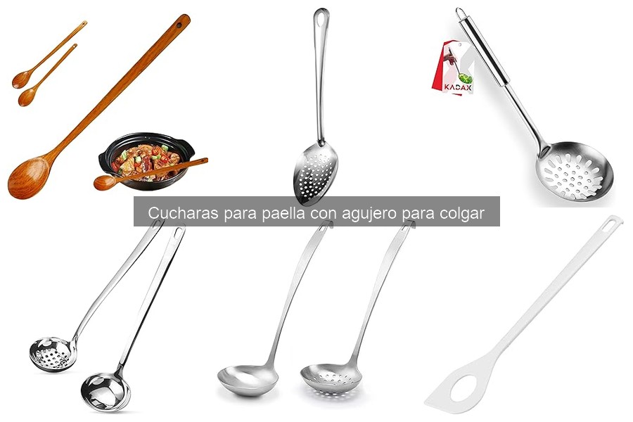 Comparativa de materiales en cucharas para paella con agujero