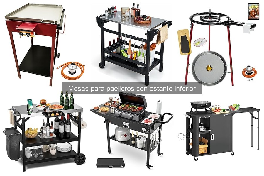 Mesas para paelleros con estante inferior a buen precio